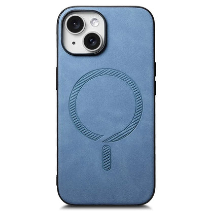 For iPhone 15 Leather Back Case Compatible with MagSafe Skin-Touch Phone Cover