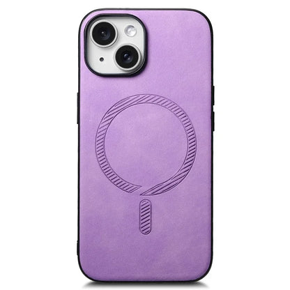 For iPhone 15 Leather Back Case Compatible with MagSafe Skin-Touch Phone Cover