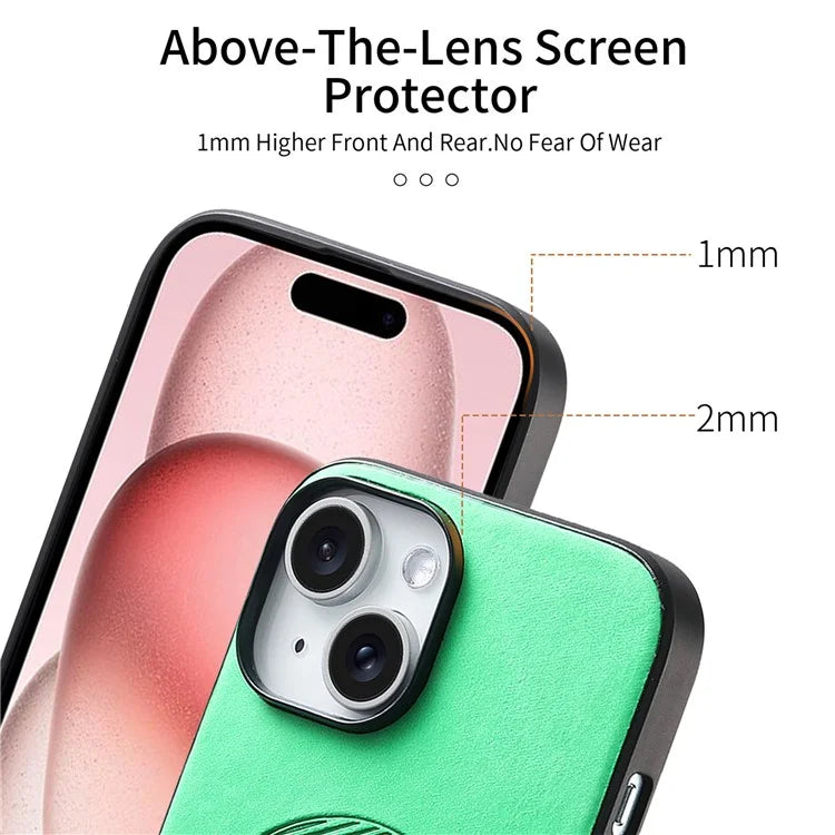 For iPhone 15 Leather Back Case Compatible with MagSafe Skin-Touch Phone Cover