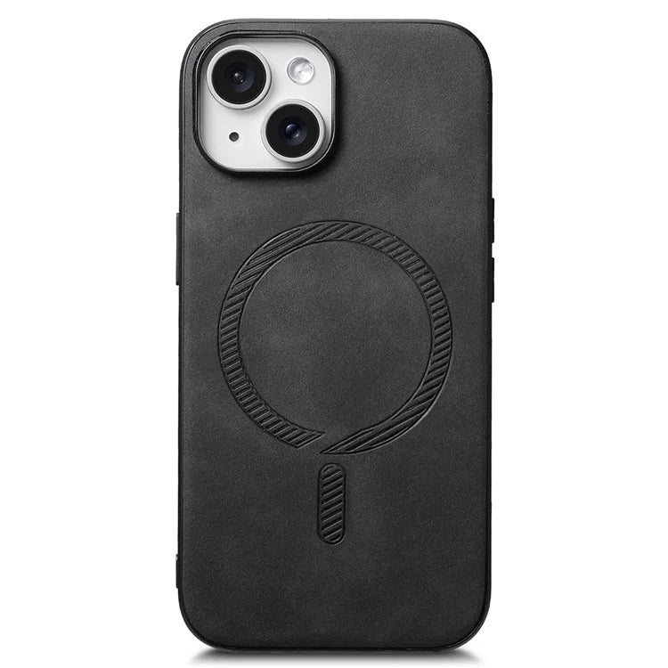 For iPhone 15 Leather Back Case Compatible with MagSafe Skin-Touch Phone Cover