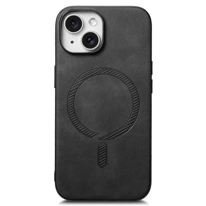For iPhone 15 Leather Back Case Compatible with MagSafe Skin-Touch Phone Cover