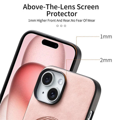 For iPhone 15 Leather Back Case Compatible with MagSafe Skin-Touch Phone Cover