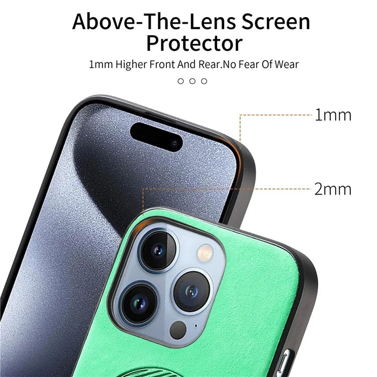 For iPhone 15 Pro Max Leather Back Case Compatible with MagSafe Skin-Touch Phone Cover