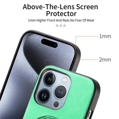 For iPhone 15 Pro Max Leather Back Case Compatible with MagSafe Skin-Touch Phone Cover