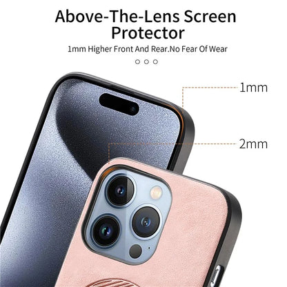 For iPhone 15 Pro Max Leather Back Case Compatible with MagSafe Skin-Touch Phone Cover