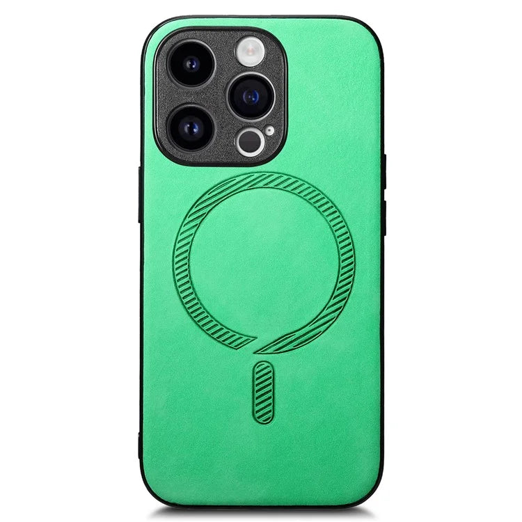 For iPhone 14 Pro Leather Back Case Compatible with MagSafe Skin-Touch Phone Cover