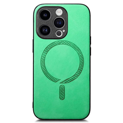 For iPhone 14 Pro Leather Back Case Compatible with MagSafe Skin-Touch Phone Cover