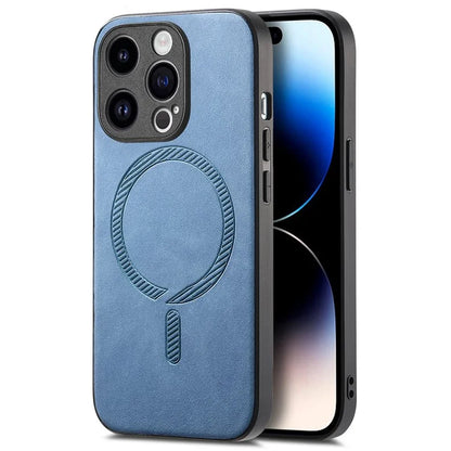 For iPhone 14 Pro Leather Back Case Compatible with MagSafe Skin-Touch Phone Cover