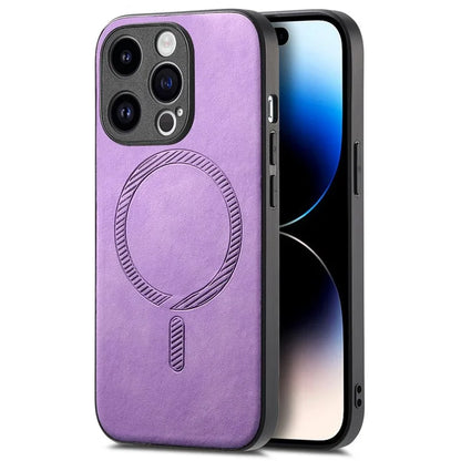For iPhone 14 Pro Leather Back Case Compatible with MagSafe Skin-Touch Phone Cover