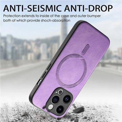 For iPhone 14 Pro Leather Back Case Compatible with MagSafe Skin-Touch Phone Cover