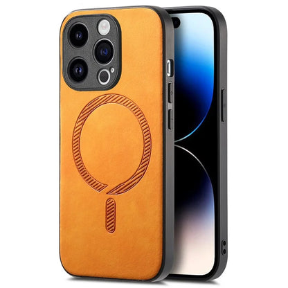 For iPhone 14 Pro Leather Back Case Compatible with MagSafe Skin-Touch Phone Cover