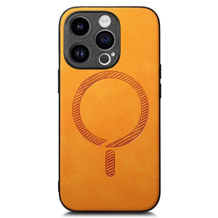 For iPhone 14 Pro Leather Back Case Compatible with MagSafe Skin-Touch Phone Cover