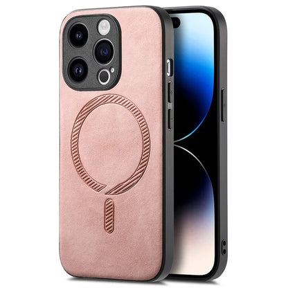 For iPhone 14 Pro Leather Back Case Compatible with MagSafe Skin-Touch Phone Cover