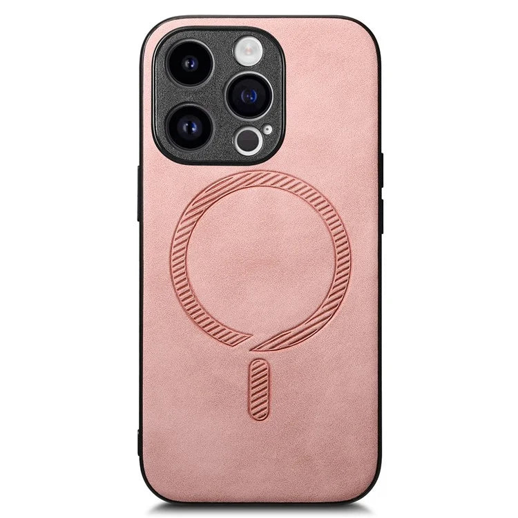 For iPhone 14 Pro Leather Back Case Compatible with MagSafe Skin-Touch Phone Cover