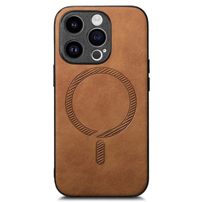 For iPhone 14 Pro Leather Back Case Compatible with MagSafe Skin-Touch Phone Cover