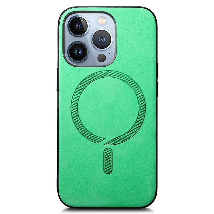 For iPhone 14 Pro Max Leather Back Case Compatible with MagSafe Skin-Touch Phone Cover
