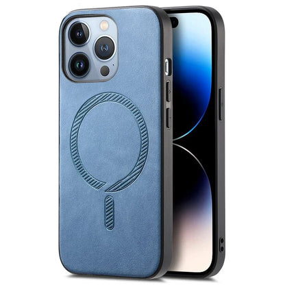 For iPhone 14 Pro Max Leather Back Case Compatible with MagSafe Skin-Touch Phone Cover