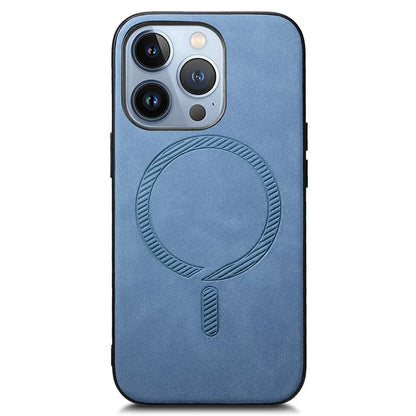 For iPhone 14 Pro Max Leather Back Case Compatible with MagSafe Skin-Touch Phone Cover