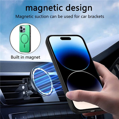 For iPhone 14 Pro Max Leather Back Case Compatible with MagSafe Skin-Touch Phone Cover