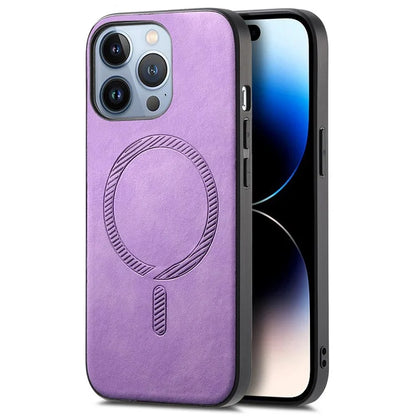 For iPhone 14 Pro Max Leather Back Case Compatible with MagSafe Skin-Touch Phone Cover