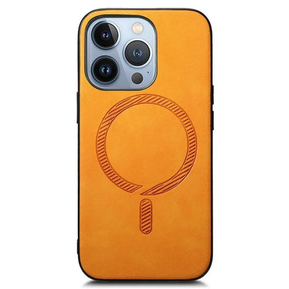 For iPhone 14 Pro Max Leather Back Case Compatible with MagSafe Skin-Touch Phone Cover