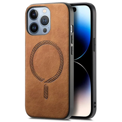 For iPhone 14 Pro Max Leather Back Case Compatible with MagSafe Skin-Touch Phone Cover