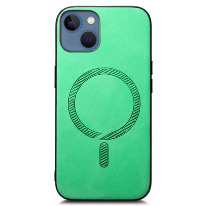 For iPhone 13 Leather Back Case Compatible with MagSafe Skin-Touch Phone Cover