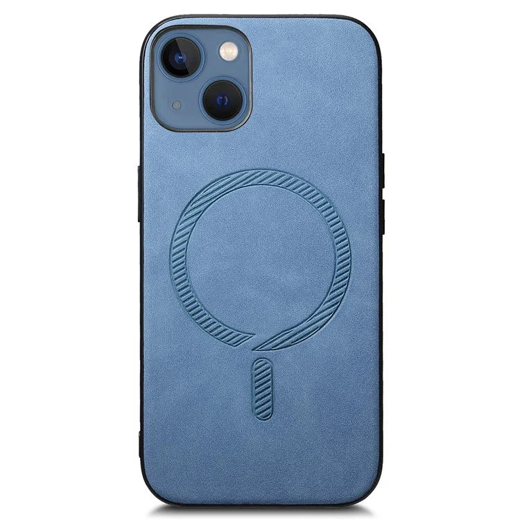 For iPhone 13 Leather Back Case Compatible with MagSafe Skin-Touch Phone Cover