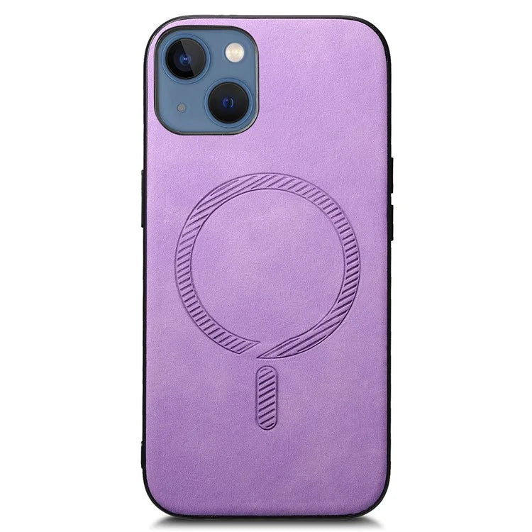 For iPhone 13 Leather Back Case Compatible with MagSafe Skin-Touch Phone Cover