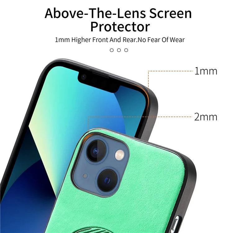 For iPhone 13 Leather Back Case Compatible with MagSafe Skin-Touch Phone Cover