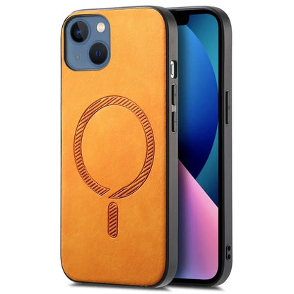 For iPhone 13 Leather Back Case Compatible with MagSafe Skin-Touch Phone Cover