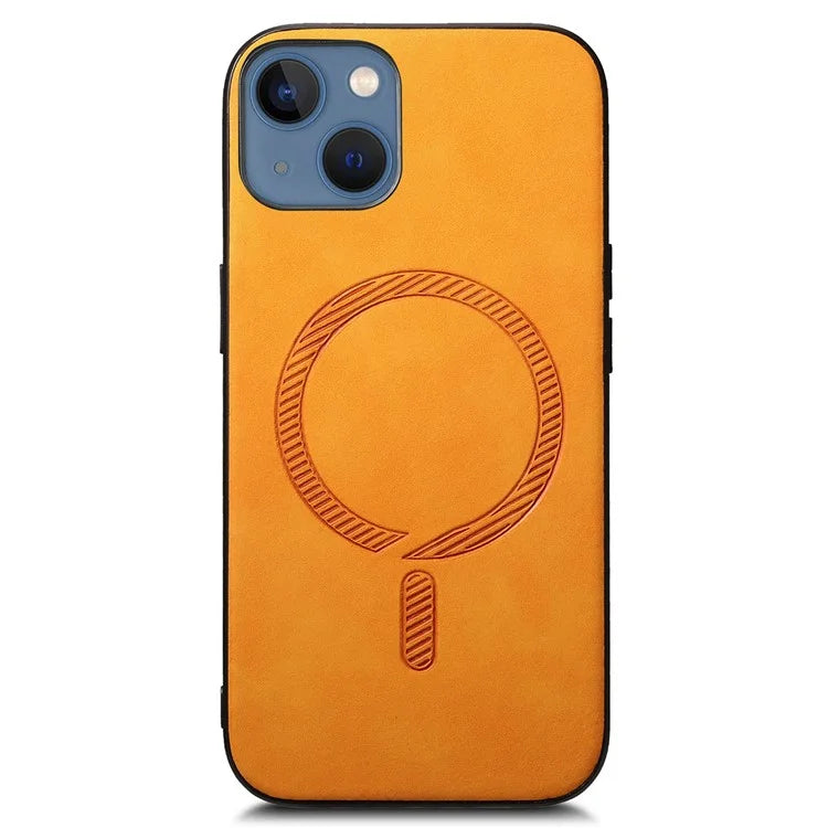 For iPhone 13 Leather Back Case Compatible with MagSafe Skin-Touch Phone Cover