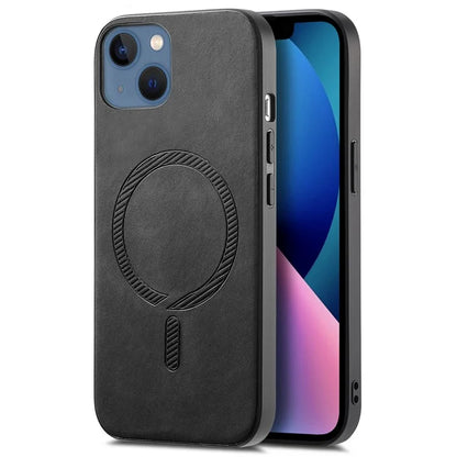 For iPhone 13 Leather Back Case Compatible with MagSafe Skin-Touch Phone Cover
