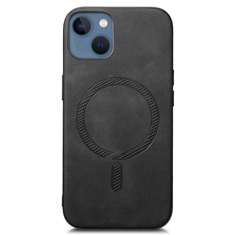 For iPhone 13 Leather Back Case Compatible with MagSafe Skin-Touch Phone Cover