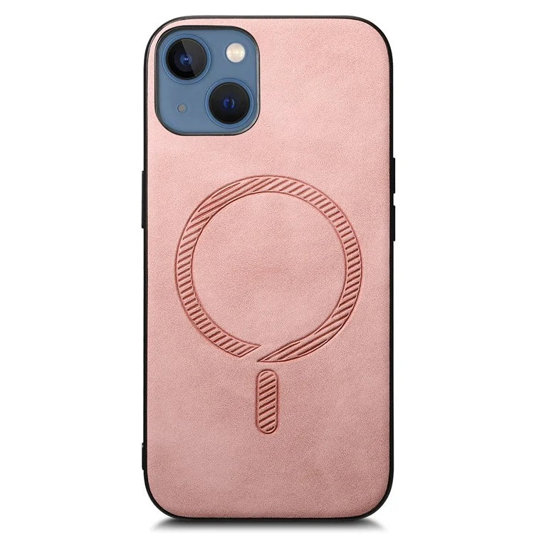 For iPhone 13 Leather Back Case Compatible with MagSafe Skin-Touch Phone Cover
