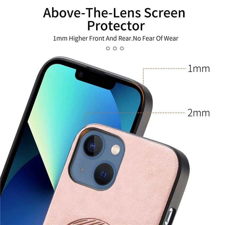For iPhone 13 Leather Back Case Compatible with MagSafe Skin-Touch Phone Cover
