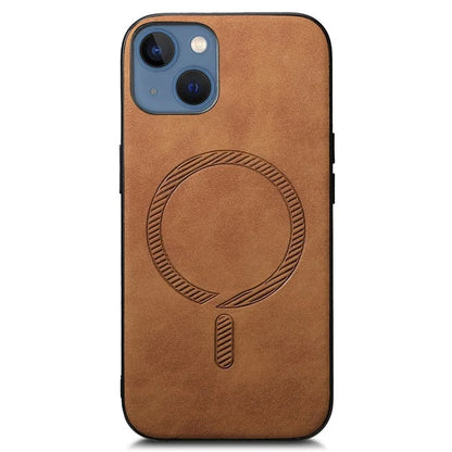 For iPhone 13 Leather Back Case Compatible with MagSafe Skin-Touch Phone Cover