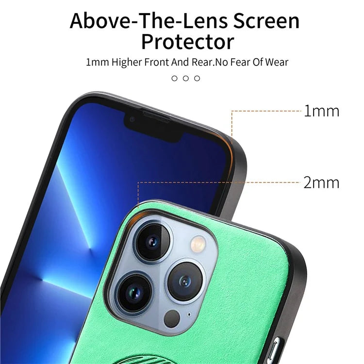 For iPhone 13 Pro Leather Back Case Compatible with MagSafe Skin-Touch Phone Cover