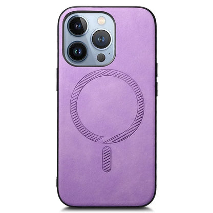 For iPhone 13 Pro Leather Back Case Compatible with MagSafe Skin-Touch Phone Cover