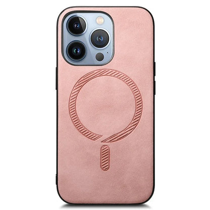 For iPhone 13 Pro Leather Back Case Compatible with MagSafe Skin-Touch Phone Cover