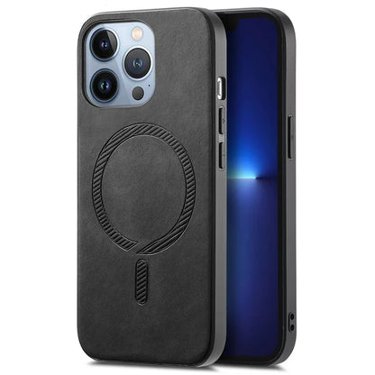 For iPhone 13 Pro Leather Back Case Compatible with MagSafe Skin-Touch Phone Cover