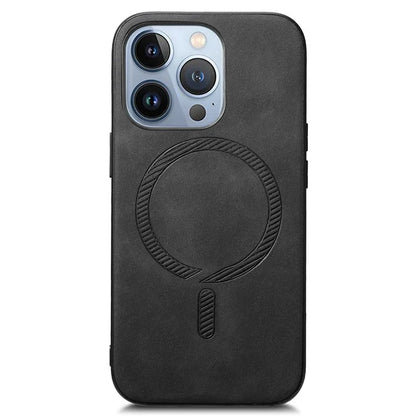 For iPhone 13 Pro Leather Back Case Compatible with MagSafe Skin-Touch Phone Cover