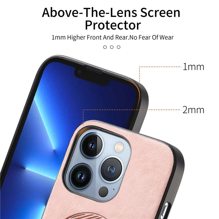 For iPhone 13 Pro Leather Back Case Compatible with MagSafe Skin-Touch Phone Cover
