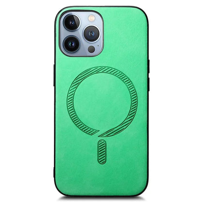 For iPhone 13 Pro Max Leather Back Case Compatible with MagSafe Skin-Touch Phone Cover