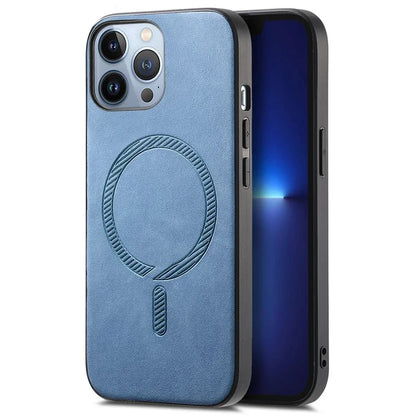 For iPhone 13 Pro Max Leather Back Case Compatible with MagSafe Skin-Touch Phone Cover