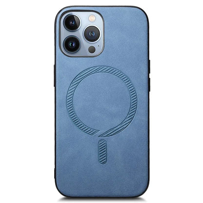 For iPhone 13 Pro Max Leather Back Case Compatible with MagSafe Skin-Touch Phone Cover