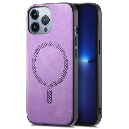For iPhone 13 Pro Max Leather Back Case Compatible with MagSafe Skin-Touch Phone Cover