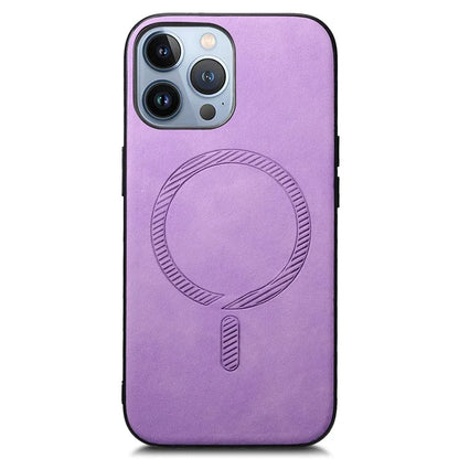 For iPhone 13 Pro Max Leather Back Case Compatible with MagSafe Skin-Touch Phone Cover
