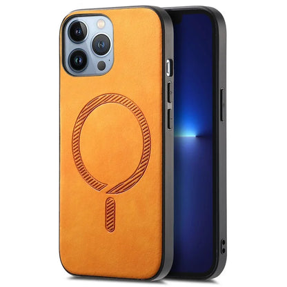For iPhone 13 Pro Max Leather Back Case Compatible with MagSafe Skin-Touch Phone Cover