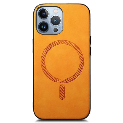 For iPhone 13 Pro Max Leather Back Case Compatible with MagSafe Skin-Touch Phone Cover